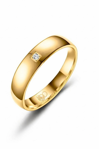 Marrya Forgyldt Titanium Vielsesring med 1 stk Zirkonia